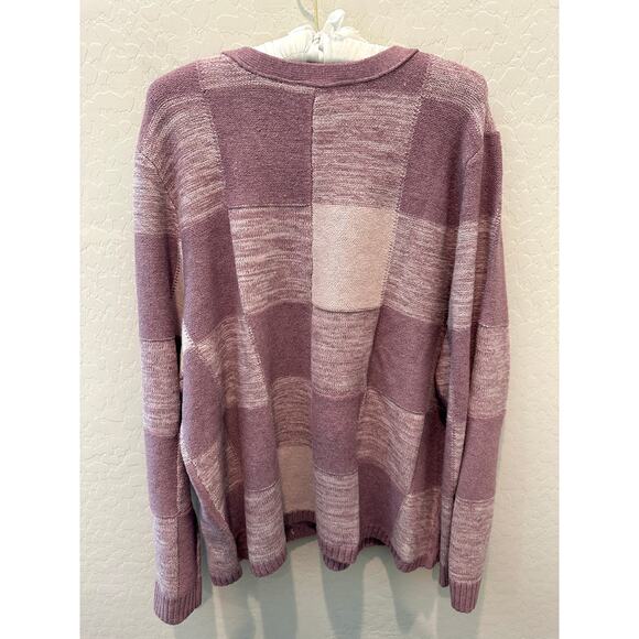 LOGO by LORI GOLDSTEIN | Purple Patchwork Soft Cardigan Sweater | Size XL - Picture 4 of 8